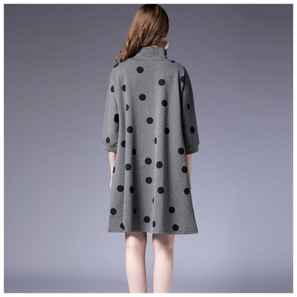 Black & Gray Polka Dot Oversize Dress - Picture 4 of 8